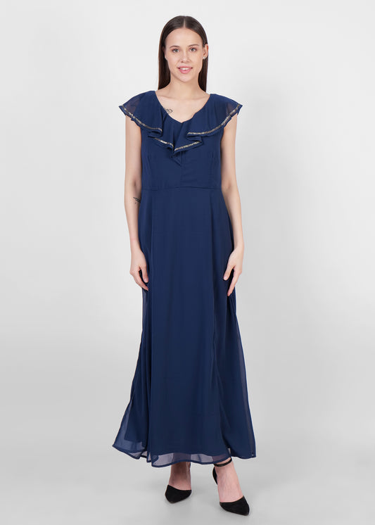 Women Cotton Ruffles Maxi Dress