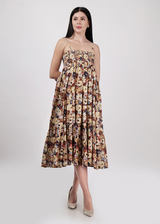 Strappy sundress in breezy light cotton print