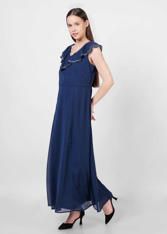 Women Cotton Ruffles Maxi Dress