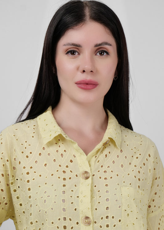 Women Schiffli Embroidered Oversized Shirt