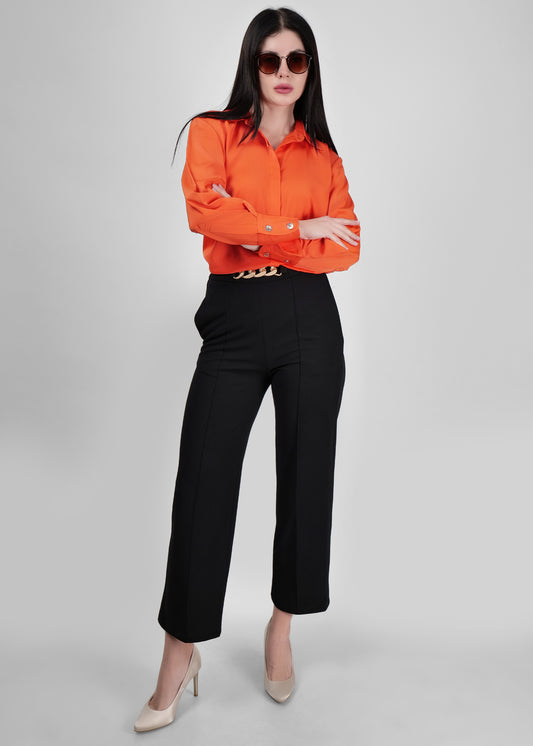 Women Relaxed Fit Shirt with Spread Collar