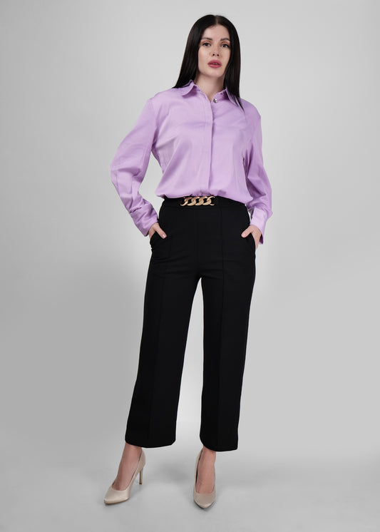 Women Relaxed Fit Shirt with Spread Collar