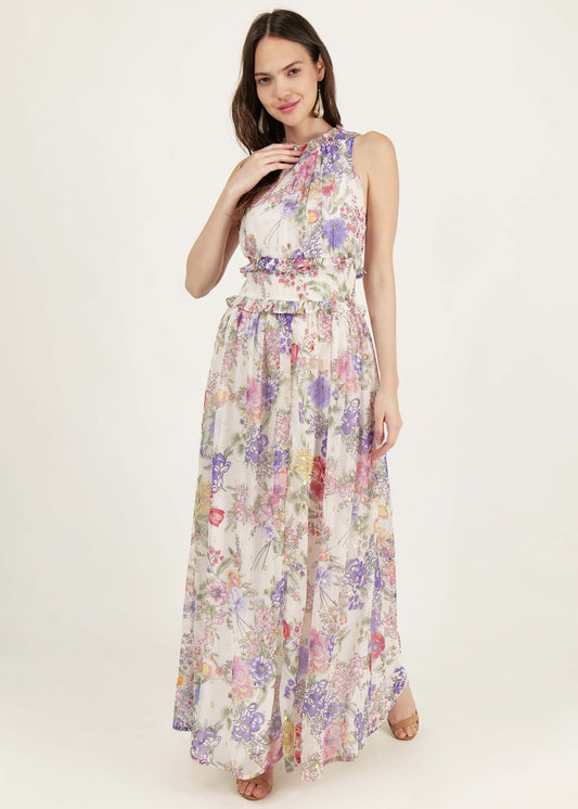 maxi dress with ruffle at waist for women & Girls