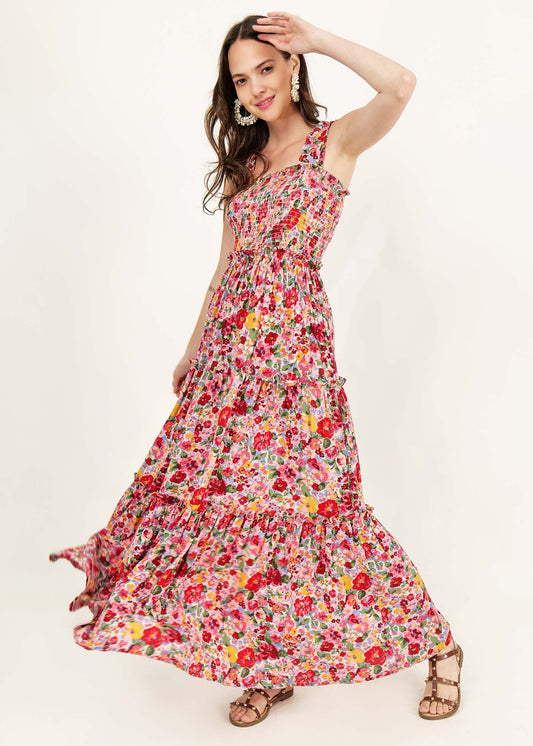 FLORAL RUFFLE DETAIL MAXI DRESS