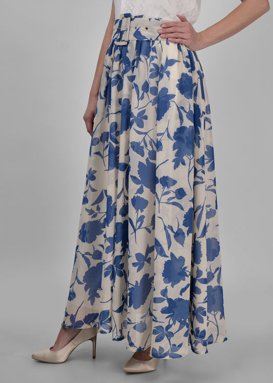 DRIRO Floral Print Flared Maxi Skirts