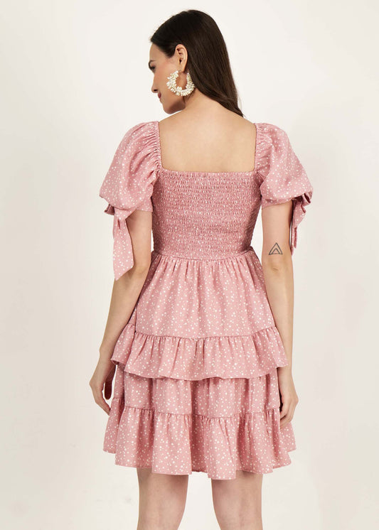 FLORAL SMOCKED TIERED DRESS