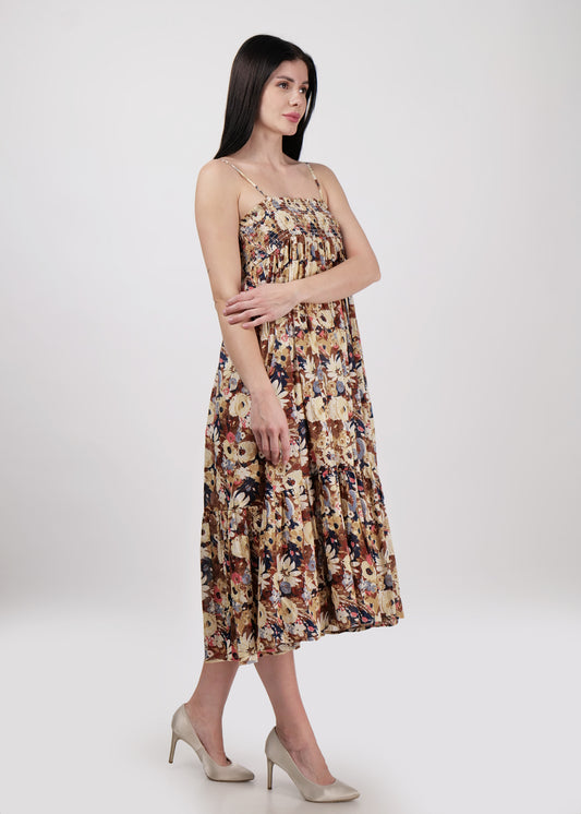 Strappy  sundress in breezy light cotton print