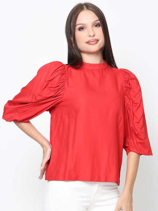 Women Regular Fit High-Neck Top