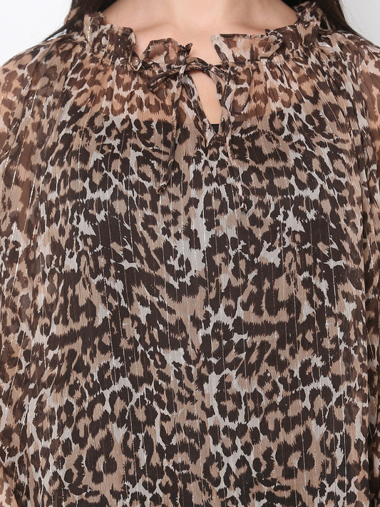 Women Regular Fit Animal Print Top